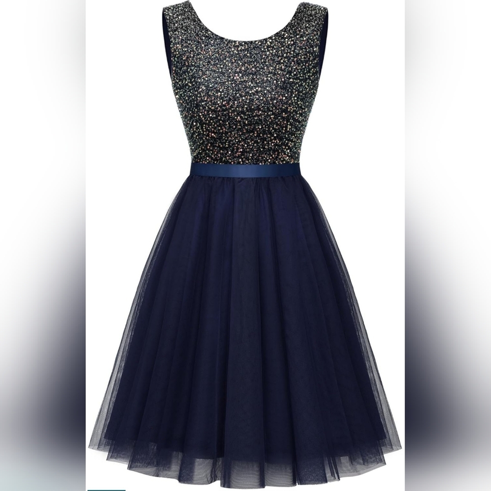 BeryLove sz M medium Sequin formal tulle sleeveless mini dress
